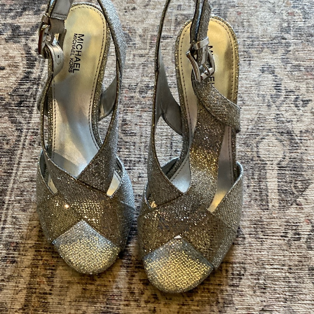 Michael Kors silver sparkle sandals
